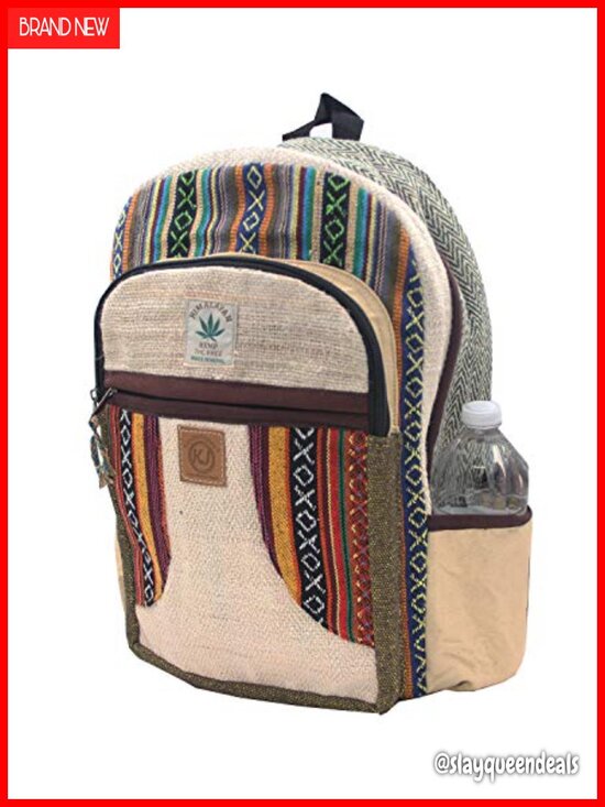 Handmade Hemp Nepal Backpack Multi Pocket Laptop Large main image 5